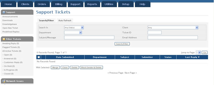 WHMCS Support Tickets